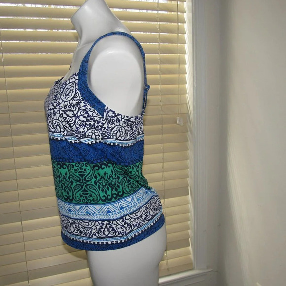 LANDS' END Blue Green Tankini Swim Top Size 10 - Picture 2 of 4